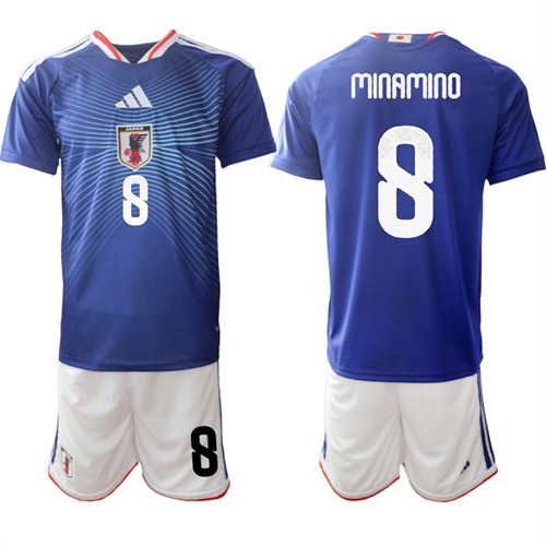 Japan #8 MINAMINO National Team FIFA x World Cup 2026 Home Blue On Field Jersey