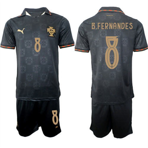 Portugal #8 B.FERNANDES National Team FIFA x World Cup 2026 Away Gray On Eusebio special edition Jersey