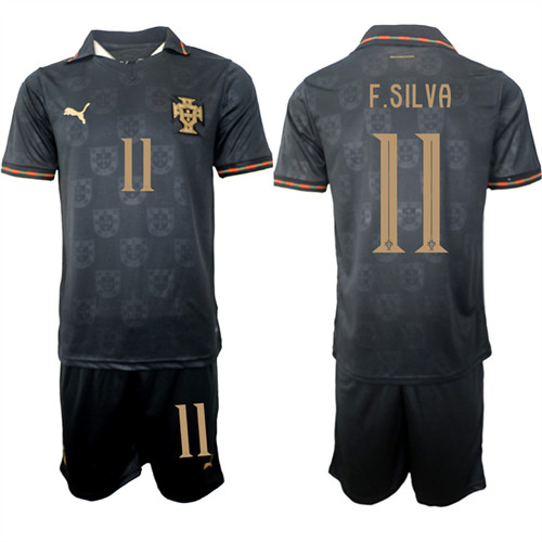 Portugal #11 F.SILVA National Team FIFA x World Cup 2026 Away Gray On Eusebio special edition Jersey