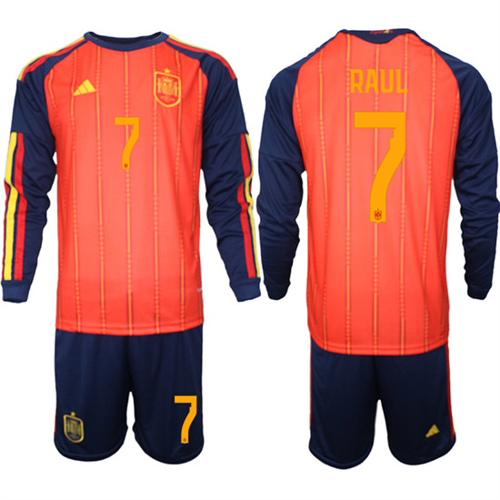 Spain #7 RAUL National Team FIFA x World Cup 2026 Long Sleeve Home Red On Field Jerseys Spain #7 RAUL National Team FIFA x World Cup 2026 Long Sleeve Home Red On Field Jerseys