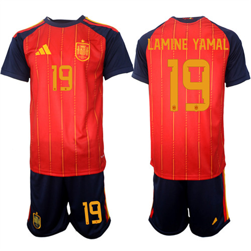 Spain #19 LAMINE YAMAL National Team FIFA x World Cup 2026 Home Red On Field Jerseys