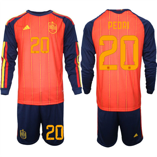 Spain #20 PEDRI National Team FIFA x World Cup 2026 Long Sleeve Home Red On Field Jerseys Spain #20 PEDRI National Team FIFA x World Cup 2026 Long Sleeve Home Red On Field Jerseys