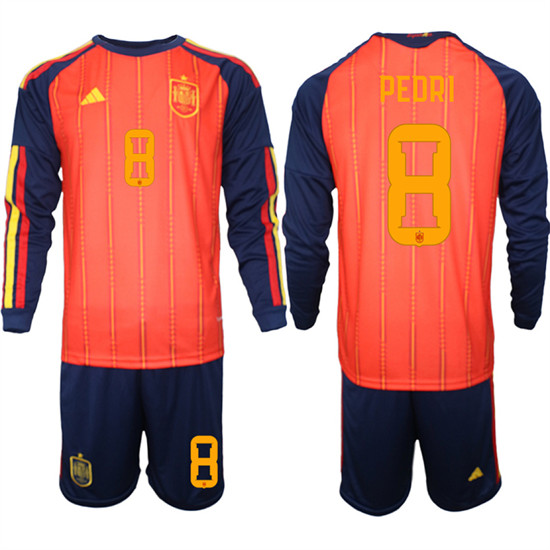 Spain #8 PEDRD National Team FIFA x World Cup 2026 Long Sleeve Home Red On Field Jerseys Spain #8 PEDRD National Team FIFA x World Cup 2026 Long Sleeve Home Red On Field Jerseys