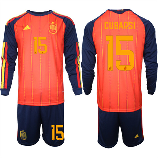 Spain #15 CUMARSI National Team FIFA x World Cup 2026 Long Sleeve Home Red On Field Jerseys