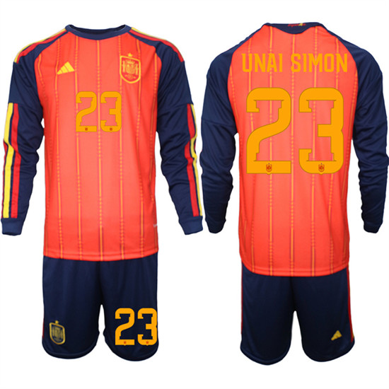 Spain #23 UNAI SIMON National Team FIFA x World Cup 2026 Long Sleeve Home Red On Field Jerseys Spain #23 UNAI SIMON National Team FIFA x World Cup 2026 Long Sleeve Home Red On Field Jerseys