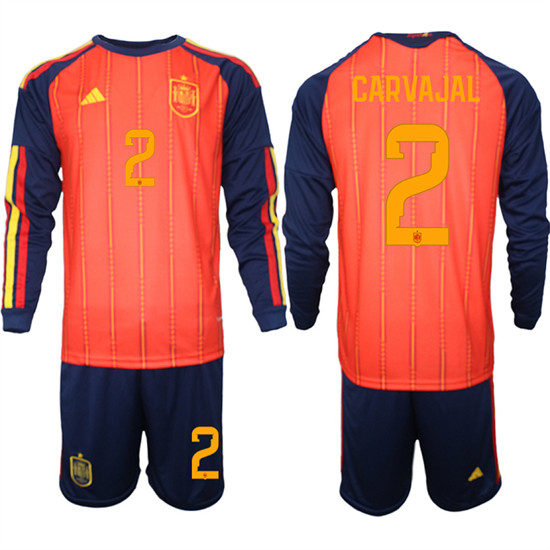 Spain #2 CARVAJAL National Team FIFA x World Cup 2026 Long Sleeve Home Red On Field Jerseys Spain #2 CARVAJAL National Team FIFA x World Cup 2026 Long Sleeve Home Red On Field Jerseys