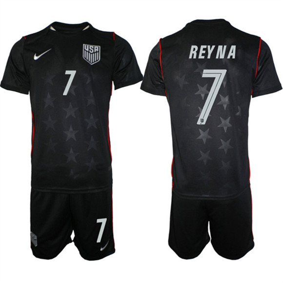 United States #7 Gio Reyna Black 2026 Away Soccer Jersey Suit