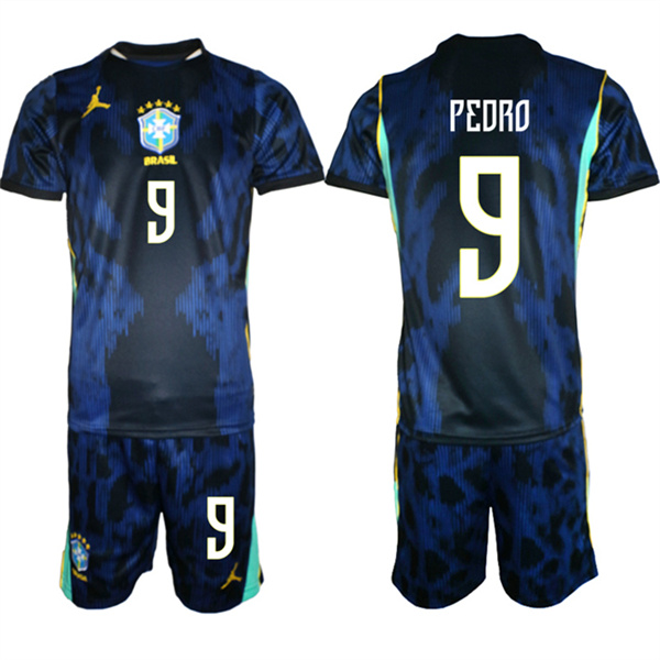 Brazil national football team #9 Joo Pedro Navy 2026 Away Soccer Jersey Suit Brazil national football team #9 Joo Pedro Navy 2026 Away Soccer Jersey Suit