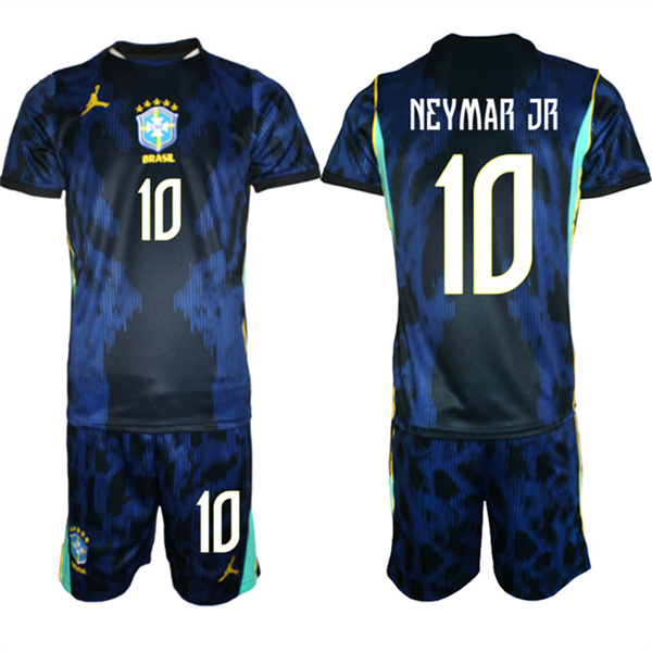 Brazil national football team #10 Neymar Jr Navy 2026 Away Soccer Jersey Suit
