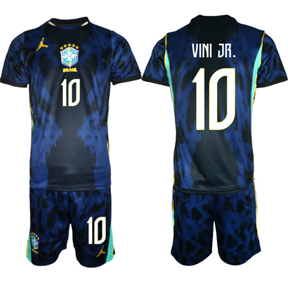 Brazil national football team #10 Vinicius Junior Navy 2026 Away Soccer Jersey Suit Brazil national football team #10 Vinicius Junior Navy 2026 Away Soccer Jersey Suit