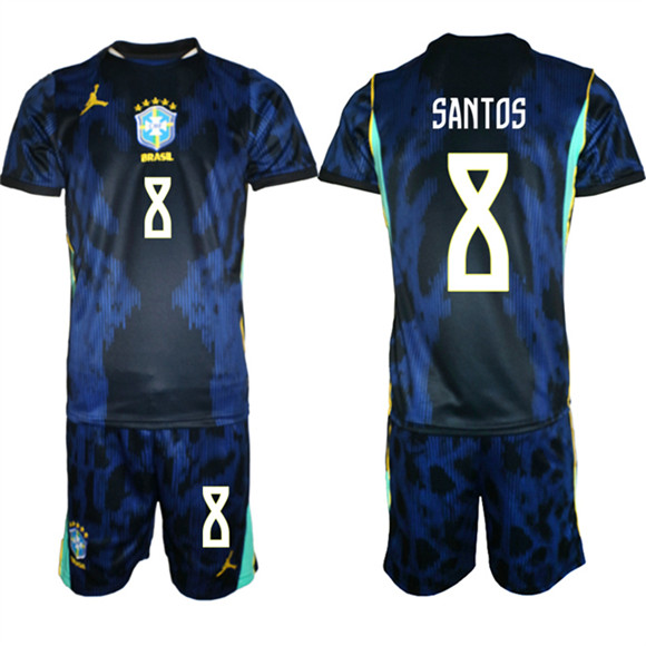 Brazil national football team #8 Andrey Santos Navy 2026 Away Soccer Jersey Suit Brazil national football team #8 Andrey Santos Navy 2026 Away Soccer Jersey Suit