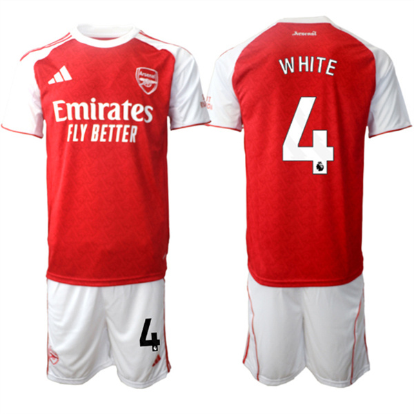 Arsenal F.C #4 Ben White 2026 Red Home Soccer Jersey Suit