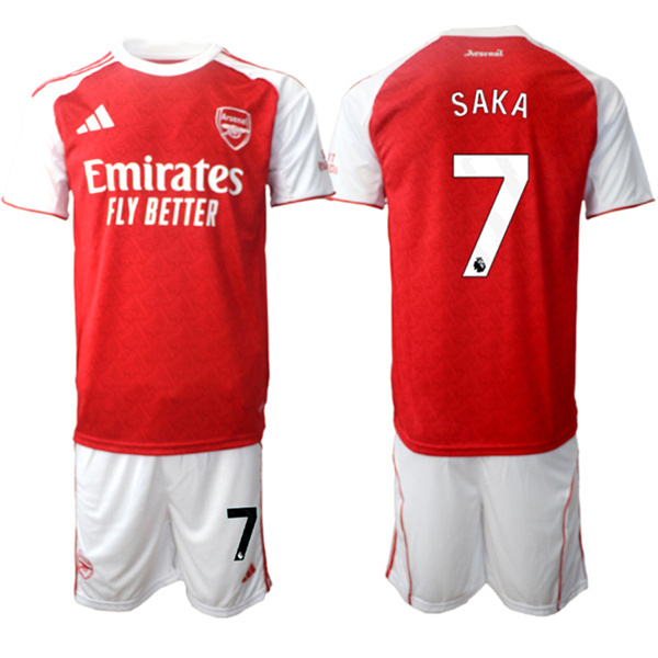 Arsenal F.C #7 Bukayo Saka 2026 Red Home Soccer Jersey Suit