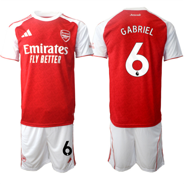 Arsenal F.C #6 Gabriel 2026 Red Home Soccer Jersey Suit