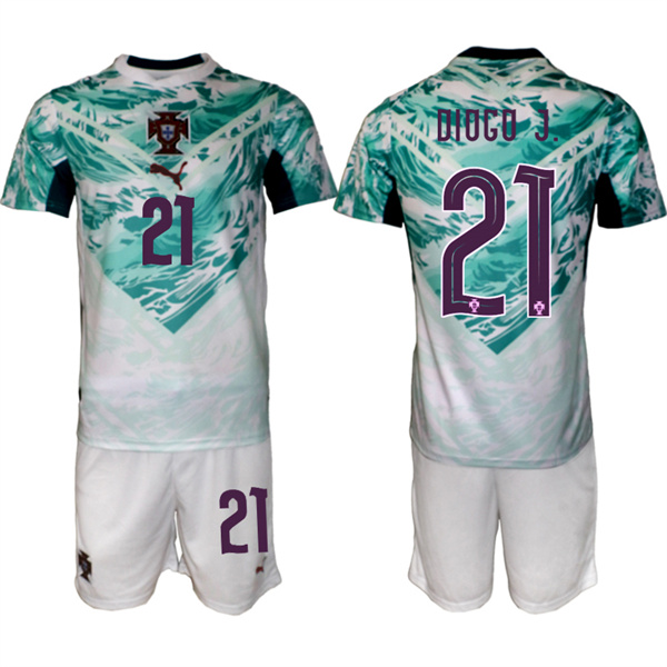 Portugal Team #21 Diogo Jota Green 2026 World Cup Away Soccer Jersey Suit