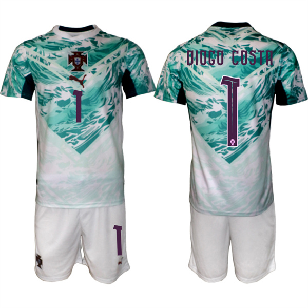 Portugal Team #1 Diogo Costa Green 2026 World Cup Away Soccer Jersey Suit