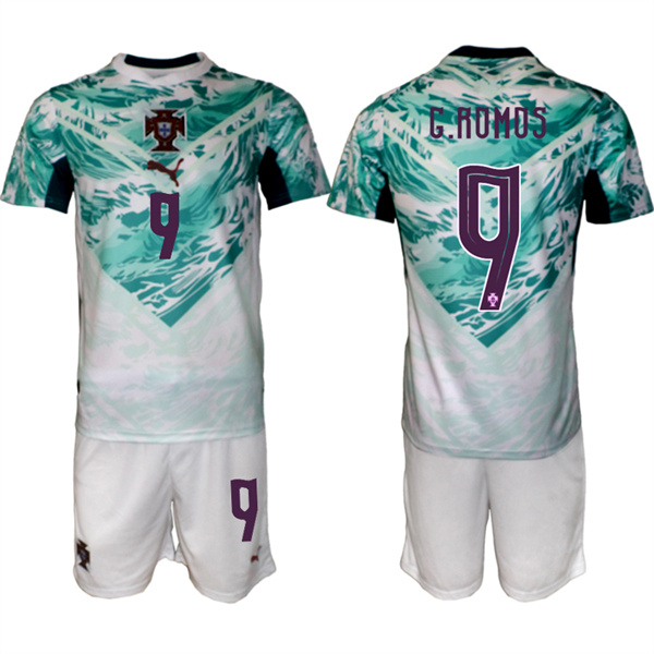 Portugal Team #9 Gon?alo Ramos Green 2026 World Cup Away Soccer Jersey Suit