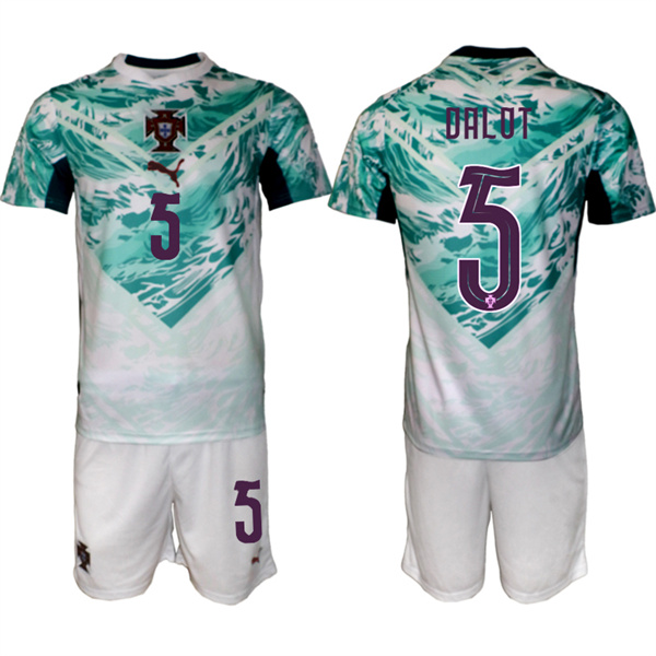 Portugal Team #5 Diogo Dalot Green 2026 World Cup Away Soccer Jersey Suit