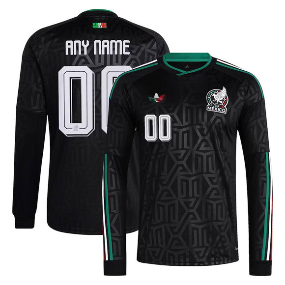 Mexico Custom Black 2026 Long Sleeve Soccer Jersey Mexico Custom Black 2026 Long Sleeve Soccer Jersey