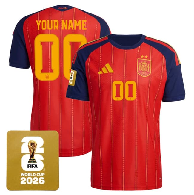 Spain Team Custom Red 2026 World Cup Home Soccer Jersey Spain Team Custom Red 2026 World Cup Home Soccer Jersey