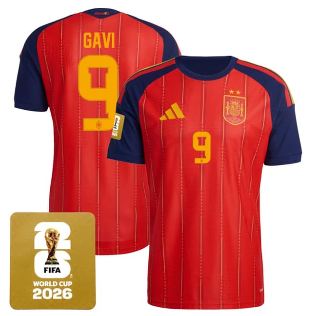 Spain Team #9 Gavi Red 2026 World Cup Home Soccer Jersey Spain Team #9 Gavi Red 2026 World Cup Home Soccer Jersey