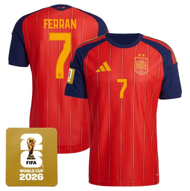 Spain Team #7 Ferran Red 2026 World Cup Home Soccer Jersey Spain Team #7 Ferran Red 2026 World Cup Home Soccer Jersey