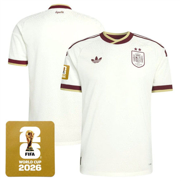 Spain Team Blank White 2026 World Cup Away Soccer Jersey Spain Team Blank White 2026 World Cup Away Soccer Jersey