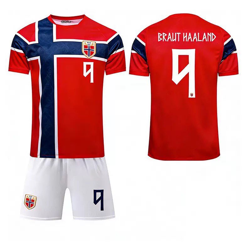 2026 FIFA World Cup Norway Kit Soccer Home #9 Braut Haaland Jersey Set